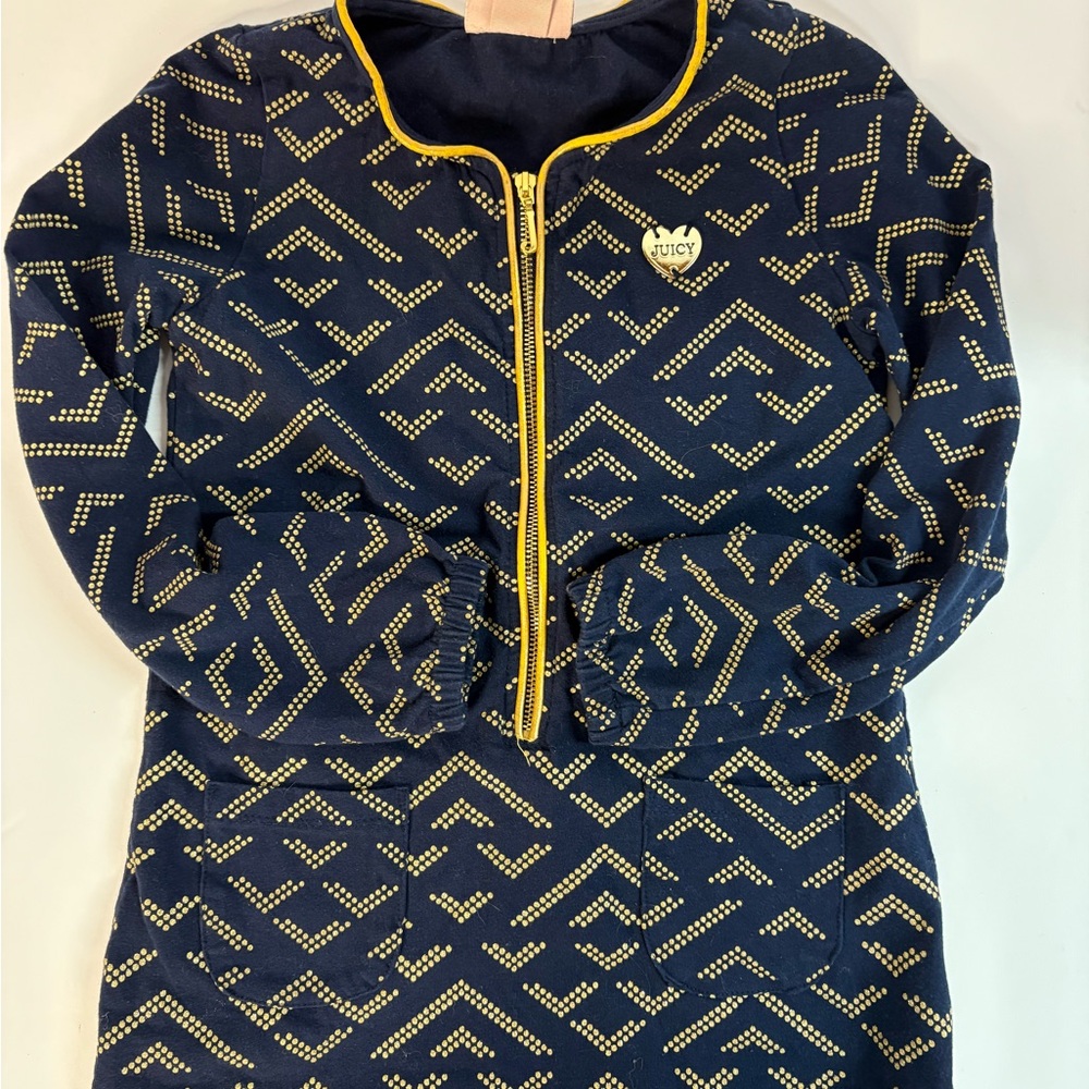 Juicy Couture Girls 6 Navy Jacket with Yellow Dotted Pattern